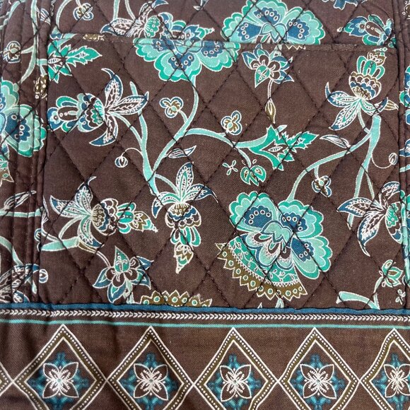 Croft & Barrow Floral Quilted Shoulder Bag Purse Zipper Closure Brown Blue - Picture 6 of 7